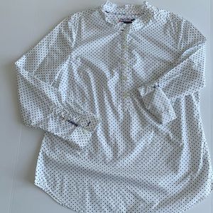 TALBOTS RUFFLE TRIM POLKA DOT BLOUSE